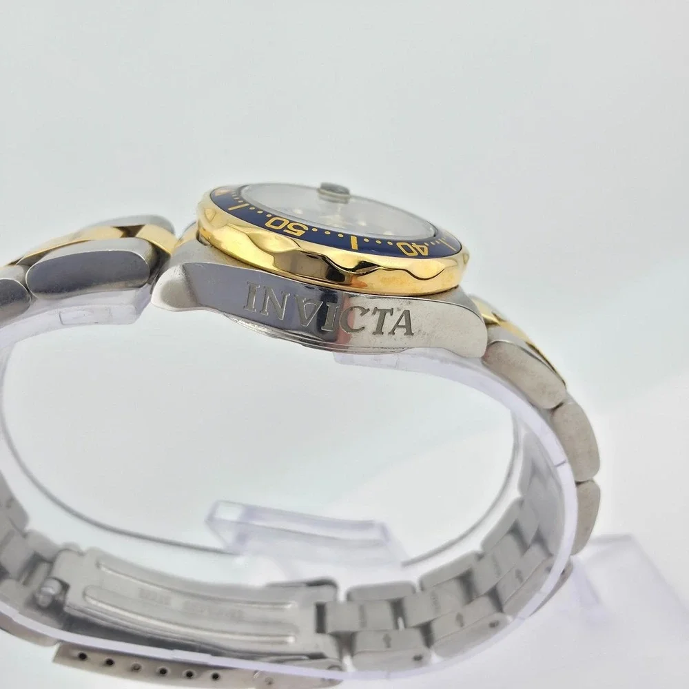 INVICTA Pro Diver Ladies Watch Blue W.R. 200 Meter Silver Gold Tone 6.75